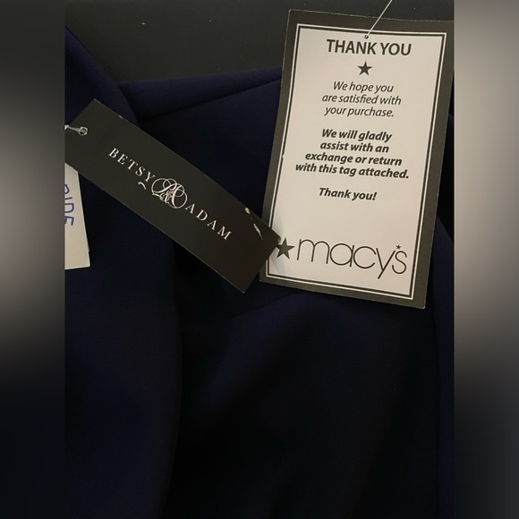 NWT Betsy Adam Off The Shoulder Ruffle Dress Navy Blue Size 10 - Picture 9 of 14